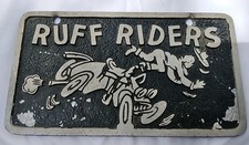 Vtg. Original Ruff Riders Hot Rod Car Club License Plate Bumper Dragger Plaque picture