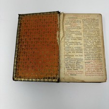 Antique Latin Catholic Prayer Book Leather Bound Gilt Endpapers Religious picture