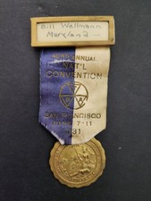 1931 antique TPA 42nd NATL CONVENTION SAN FRANCISCO ca RIBBON MEDAL Bill Wellman picture