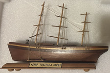 Vintage 1984 Cape Cod Tusitala 1929 Wooden Sailing Ship Model Folk Art JSC picture