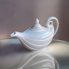 Vintage 1940s Hall GRAY Aladdin Teapot & Lid, Art Deco Style, Made in USA~wow picture