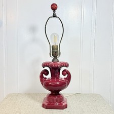 VTG 30s-40s Burgundy Oxblood Ceramic Lamp Art Deco McCoy? Works Art Pottery USA picture