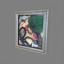 VTG Jeanne Carmen 1952 Esquire Magazine Shadowbox Kukui Nut/Lace/Hat MCM 18x16” picture