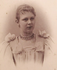 CDV Victorian Young Girl Lady w/ Ornate Choker Necklace Albumen Photo Denmark picture