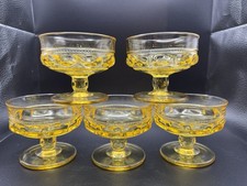 Indiana Glass Kings Crown Gold Thumbprint Pattern Set Of 5 picture