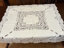 NWT Vtg Keeco Battenberg Lace Table Topper 45x45 Square Cotton Tablecloth NOS picture