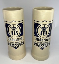 HB München Hofbräuhaus Beer Stein Mug Lot Of 2 German Breweriana picture