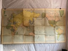 Vintage 1944 WWII First Edition AMS 1 World Wall Map War Navy Dept Restricted picture