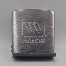 Vintage Zippo Maytag Measuring Tape 1.5” Square-Stainless/Chrome-Made In USA picture