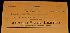 Vintage Receipt, HALIFAX, NS, CANADA, 1949, Austen Bros. Ltd Machinery & Supply picture