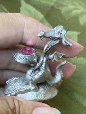 Vtg Spoontiques Pewter Dragon with Pink Stone Solid Pewter picture