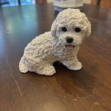 Vintage 1989 Living Stone Bichon Frise White Dog Figurine Statue 4-1/2