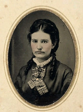 Antique Tintype Photo Young Pretty Victorian Woman Hair Dress Fashion Beautiful picture