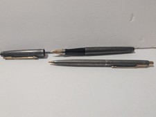 Vtg Parker 75 Fountain Pen w/ 14K Gold Nib & Cisele Sterling Silver Pencil Set picture