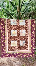 ⁠Vintage Handmade Sunbonnet Sue Quilt Blanket Cottagecore Grandmillennial 80x56⁠ picture
