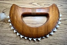 Hawaiian Tribal Acacia Wood Knuck Duster Weapon Display with Shark Teeth 12” picture