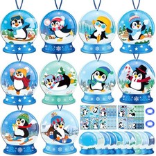 Moon Boat 120PCS Winter Penguin Snow Globe Crafts Kit with Stickers 120 picture