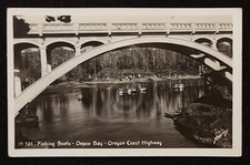 Scarce RPPC Fishing Boats at Depoe Bay, Oregon. C 1930's Sawyers picture