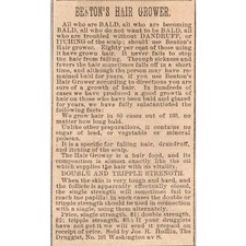 Benton's Hair Grower Sold By Jos R Hofflin 1886 Minneapolis Clipping SAI7-M20 picture