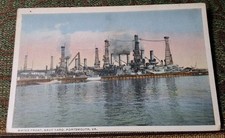 Portsmouth Virginia VA Navy Yard Steamships Harbor Scene 1920s Antique Post Card picture
