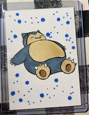 Snorlax Pokemon Hand Drawn Sketch Card 1/1 Original Art Custom ACEO Trading Card picture