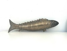 Vintage Large Metal Brass Copper Articulated Fish - 15 Inches Long picture
