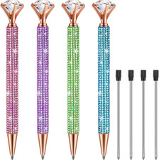 4 Pcs Diamond Top Pens with Crystal Rhinestone Pen for Women Bling Ink Ballpoint picture