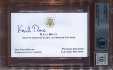 Karl Rove White House Bush Signed Business Card Beckett  Autograph 10 BAS *65 picture