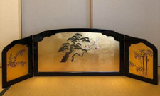 Japanese BYOBU Folding screen KANAZAWA traditional gold leaf Longevityh17.7 /388 picture