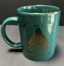 Vintage CITGO Lubricants Wholesale Fuels Coffee Mug Teal Gold Advertising picture