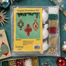 Vintage Sunrise Sequin Push Pin Ornament Craft Kit Nostalgia Christmas Beaded picture