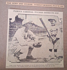 1928 Bill Sherdel St Louis Cardinals Baseball Newspaper Photo Article with Son picture