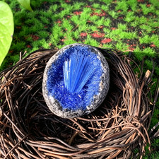 1PC Blue Needle Crystal Geode Cluster Reiki Healing Crystal Home Decor Gift picture