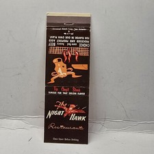Vintage Matchbook Cover - NIGHT HAWK Restaurant Austin & San Antonio Texas TX picture