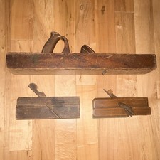 Lot of 3 Antique Original Wooden Molding Planes Woodworking Hand Planes picture
