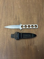 Vintage Tekna Fixed Blade Knife w/ Sheath 5 Hole Handle USA picture