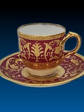 Antique Minton for Davis Collamore Crimson Red & Encrusted Gold Demitasse Set picture