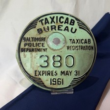 1959 Baltimore Police Department Taxicab Bureau #380 Metal Registration Plate picture