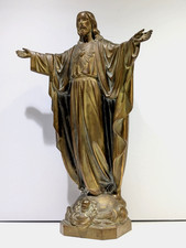 HUGE & Heavy Antique D. Saudinos Ritouret (D.S.R.) France Spelter Jesus Statue picture