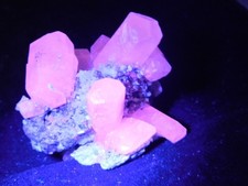 FLUORESCENT Calcite Crystal Cluster on Pyrite From Peru 149gr picture