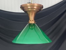 REWIRED Antique Vtg Ceiling Light Copper Green Glass Industrial Deco Victorian picture