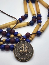 U.S. ARMY INDIAN WARS CAMPAIGN MEDAL on Hand made beads and bone beads picture