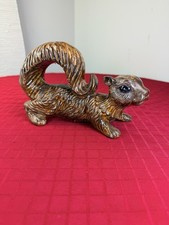 Vtg Arnels Ceramic Squirrel Figurine Brown Glossy MCM 1970s Textured Decor 9.5” picture