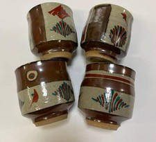 Tomoo Hamada Mashiko Tea Cups Yunomi Set of 4 Handmade Japanese Pottery picture