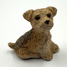 Vintage Realistic Cast Resin Wire Haired Terrier Scruffy Puppy Dog Figurine picture