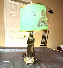 Vintage Style Davy Crockett Table Lamp Green Drum Shade Pull Chain Corded picture