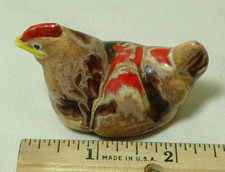 Ceramic Brown Chicken Hen Figurine 2.5 inches Country Farm Decor picture