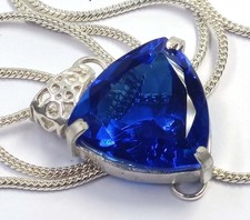 34.55 Ct 925 Silver Natural Blue Sapphire Pendant Trillion Shape IGL Gems 6AHO picture