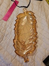 Vintage Jeanette Glass Marigold Carnival Glass Leaf Dish ~ EUC  picture