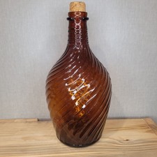 Vintage Owens-Illinois Amber Glass Swirl Decanter – 1940s/50s Apothecary Bottle picture